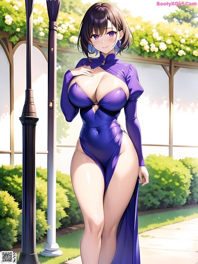 Hentai - 华彩繁花 Set 2 20230602 Part 17 No.5a63ee A woman in a purple bodysuit is posing for the camera.
