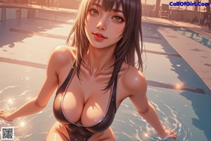 A woman in a bikini in a swimming pool.