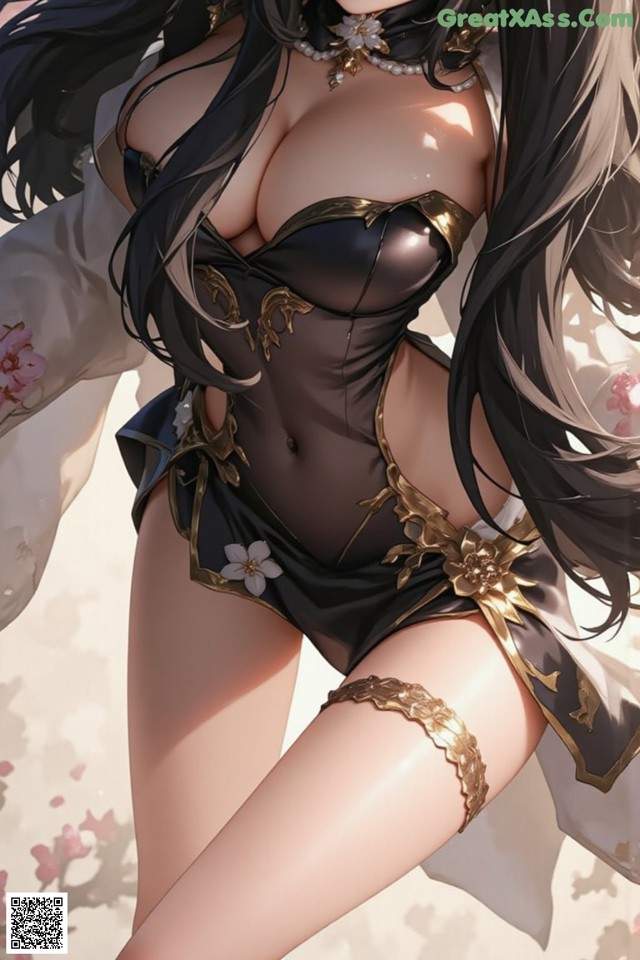 Hentai - The Frozen Elegance That Melts Starlight Set.2 20250106 Part 19 No.92043f A woman in a black and gold outfit posing for a picture.