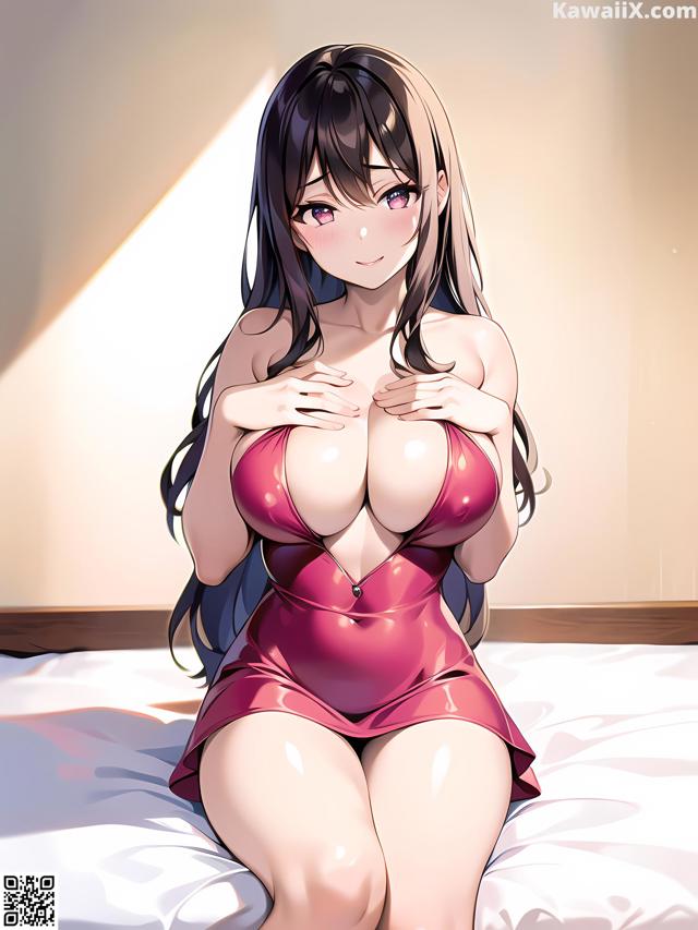 Hentai - 华彩繁花 Set 1 20230602 Part 29 No.fe4851 A woman in a red dress sitting on a bed.